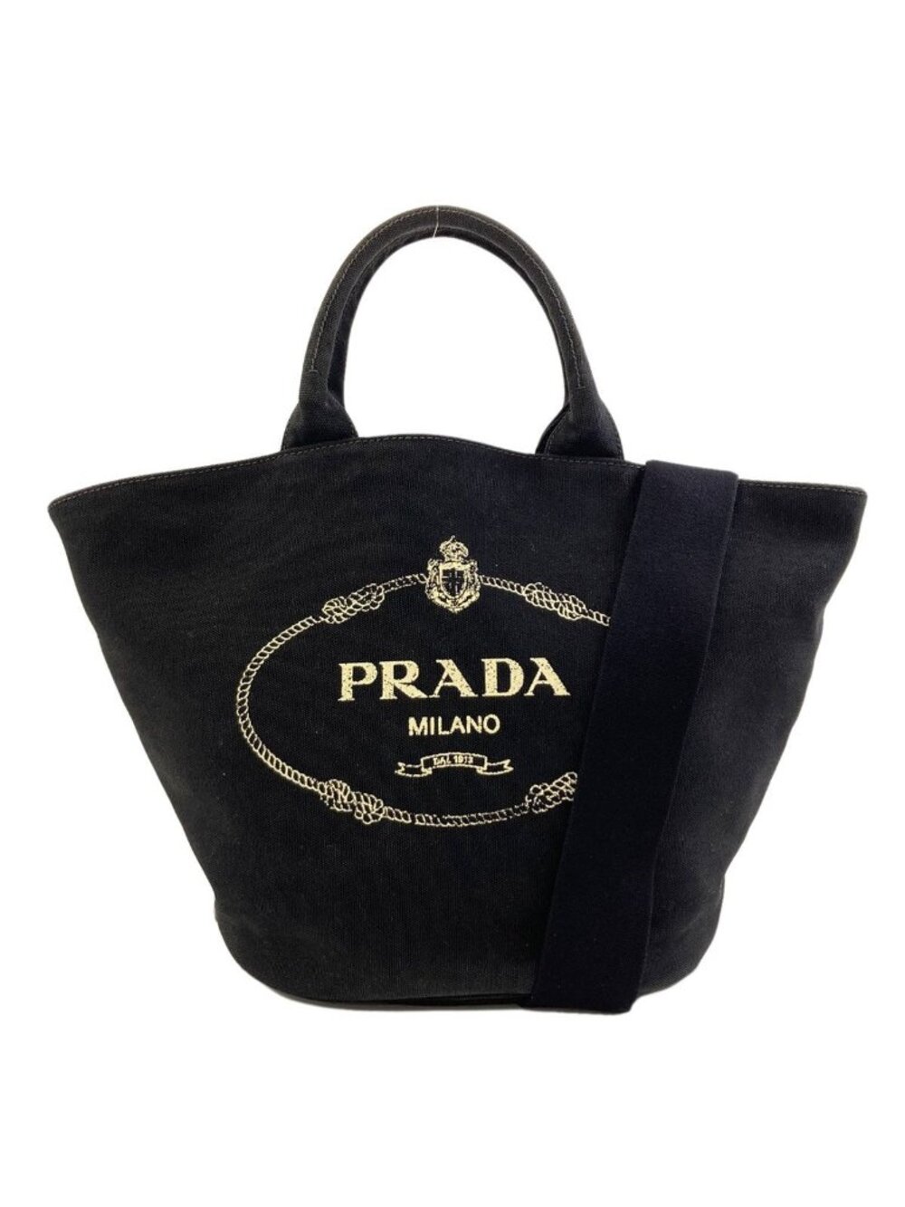 Prada Bucket Bag 2-Way Tote Canvas